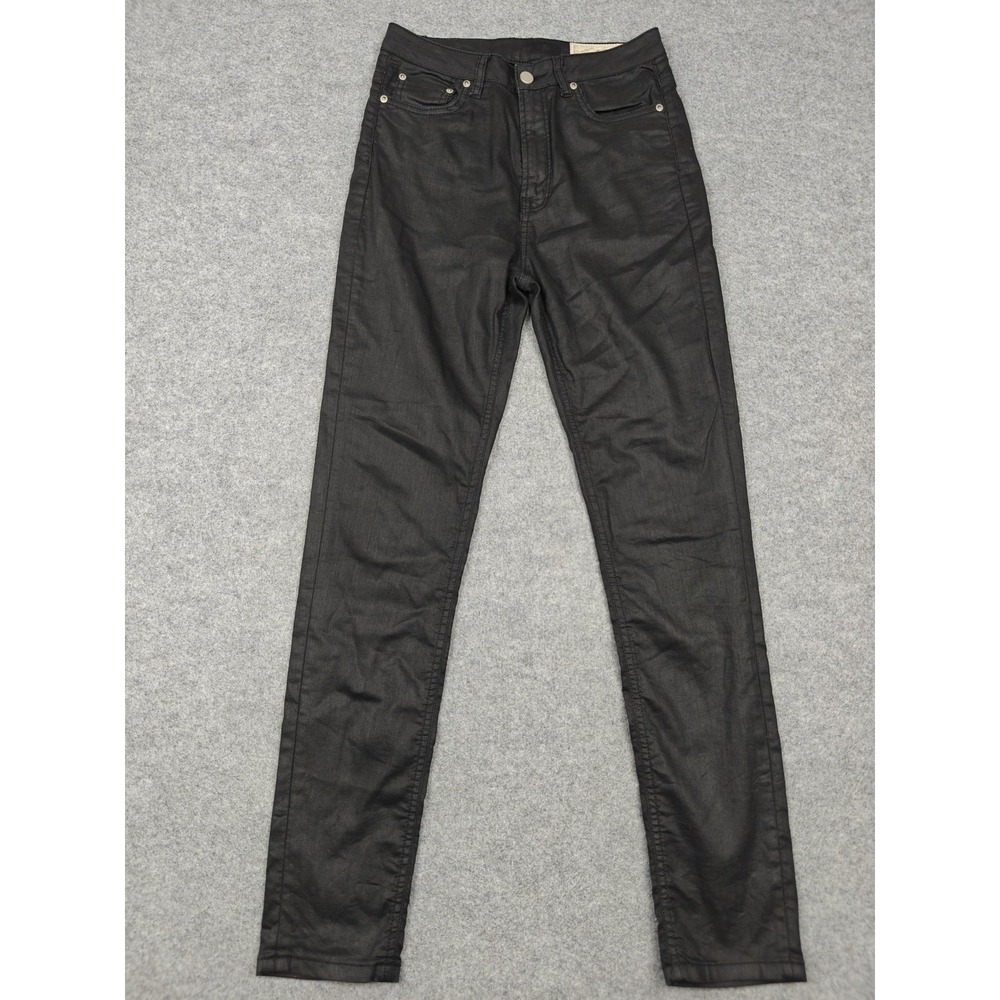 AllSaints Stilt High Rise Skinny Jeans Womens 29 Black Coated Stretch Denim